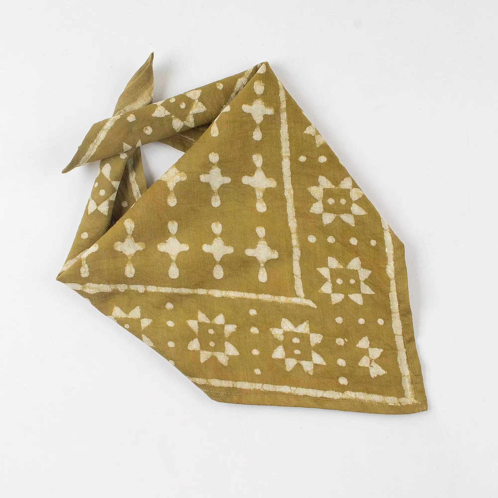 Soft Green Hand Block Print Cotton Bandana for Men 626